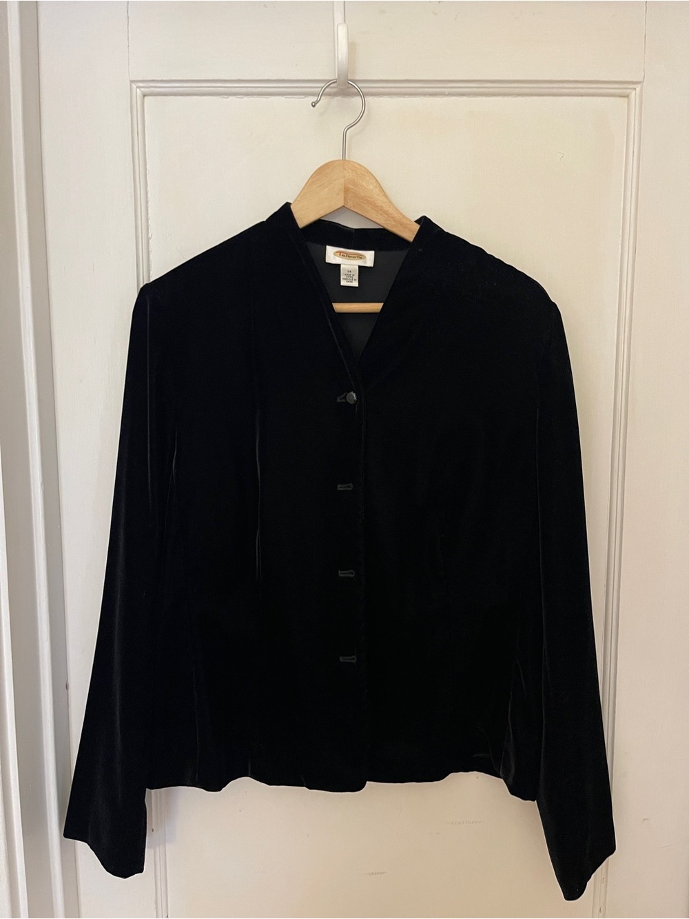 Talbots Black Velvet V-Neck Jacket